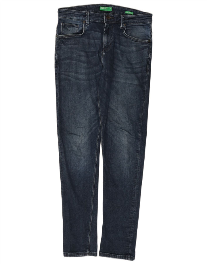 BENETTON Jean Slim Fuselé Femme W30 L30 Bleu Coton