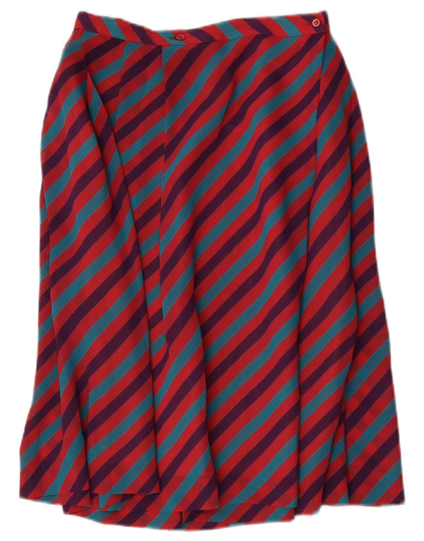 jupe évasée femme vintage IT 46 Large W28 Polyester rayé multicolore