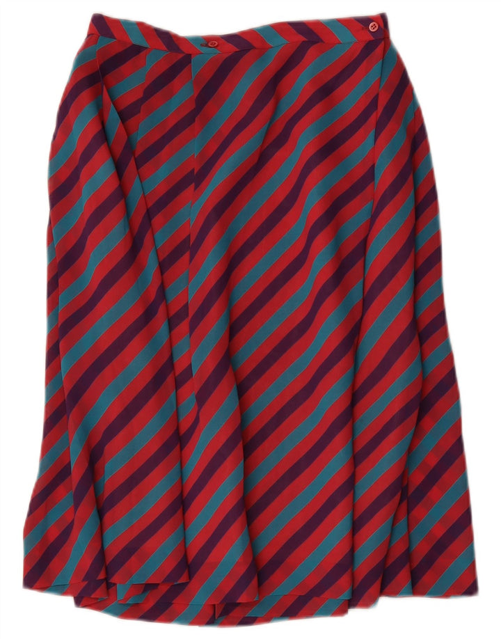 jupe évasée femme vintage IT 46 Large W28 Polyester rayé multicolore