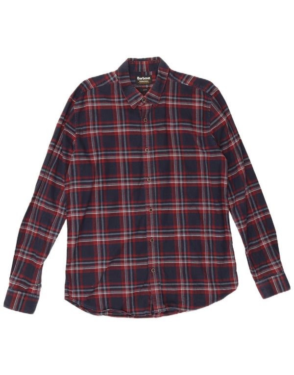 Barbour Chemise slim fit en flanelle pour hommes, grand coton à carreaux bleu marine
