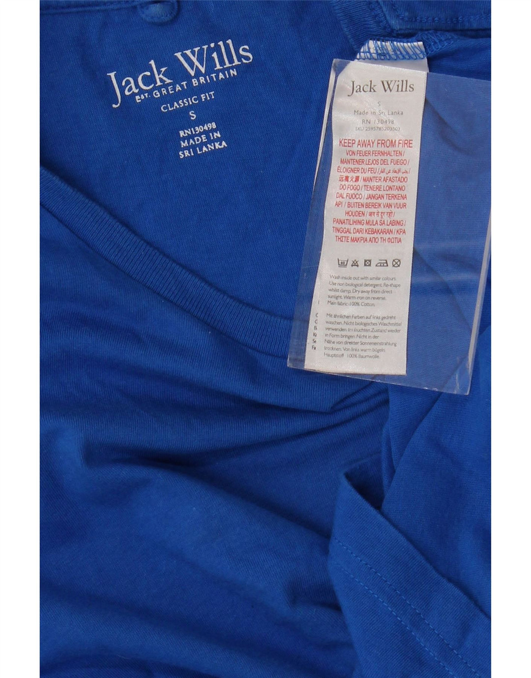 JACK WILLS T-shirt coupe classique pour homme, petit, bleu, coton