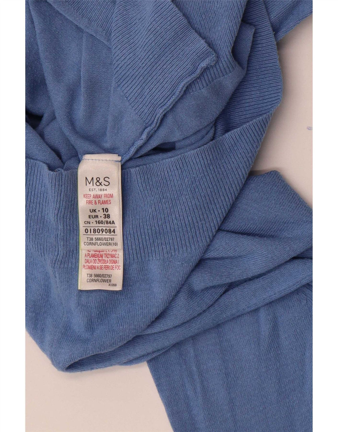 Marks & Spencer Pull cardigan court pour femme UK 10 Small Bleu Viscose