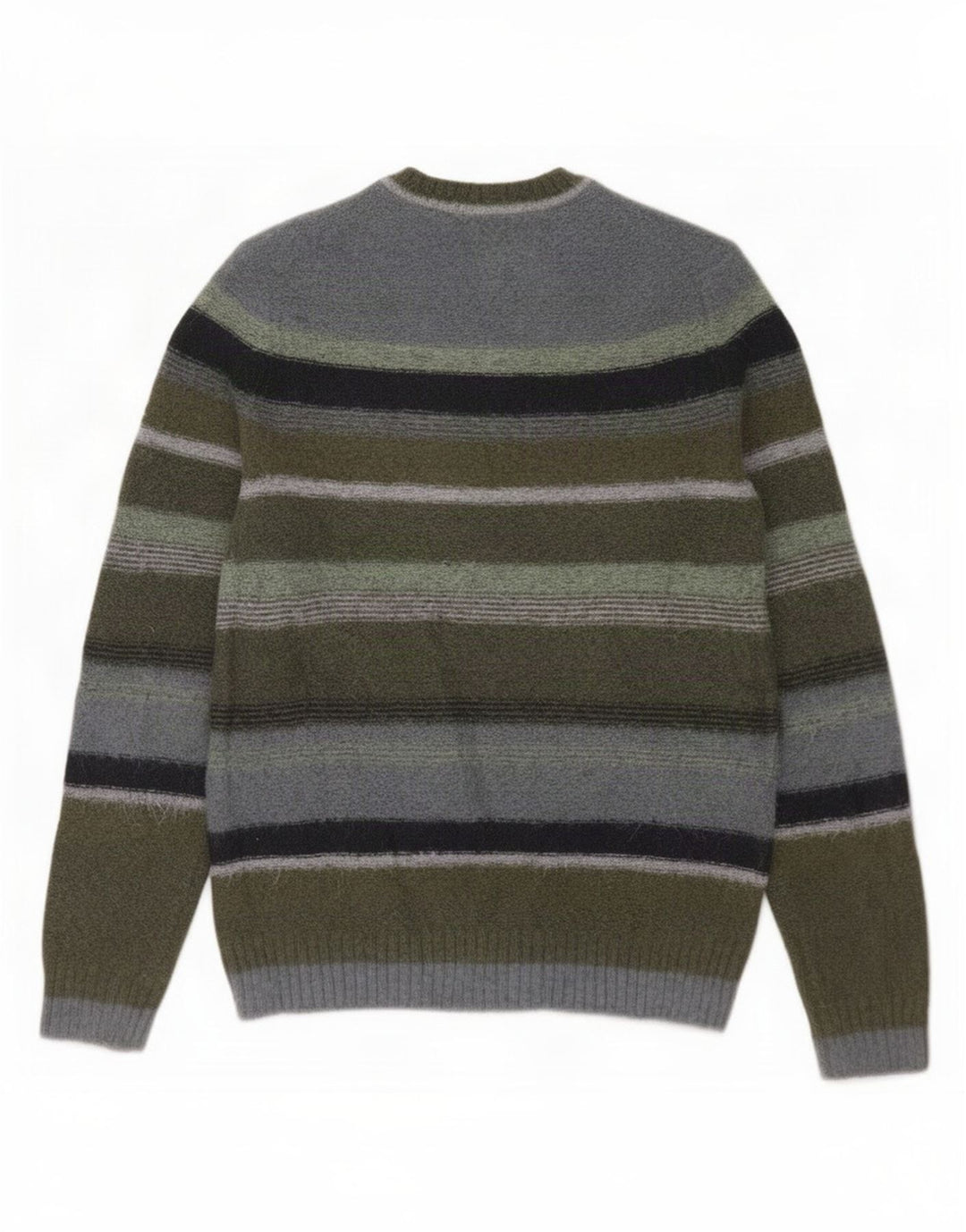 Marks & Spencer Pull Col Ras du Cou Homme Rayé Kaki Moyen