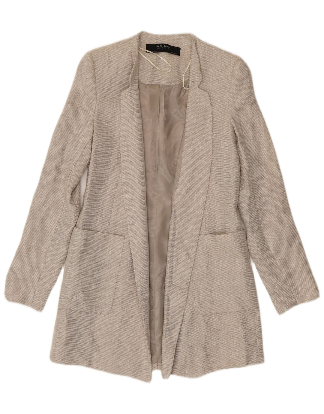 Zara Womens Open Overcoat UK 10 Petit Lin Beige