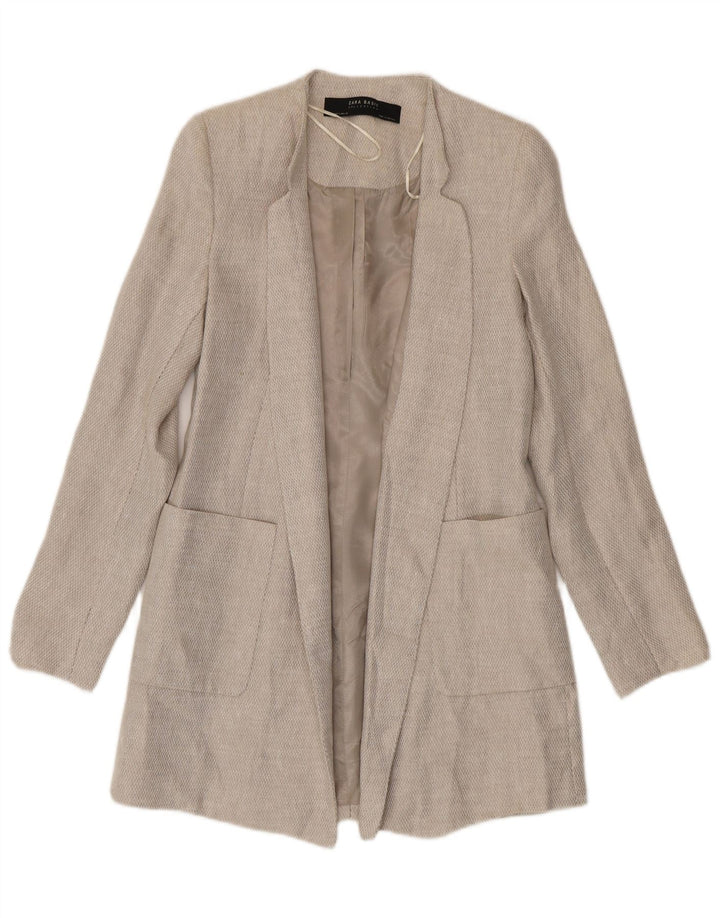 Zara Womens Open Overcoat UK 10 Petit Lin Beige