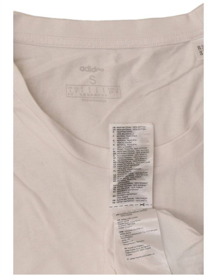 ADIDAS T-shirt graphique pour femme UK 8/10 Petit coton blanc
