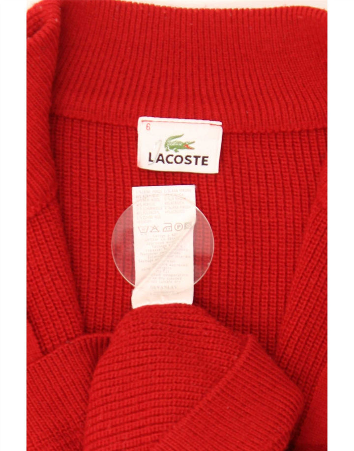 Lacoste Homme Cardigan Pull Taille 6 XL Laine Rouge
