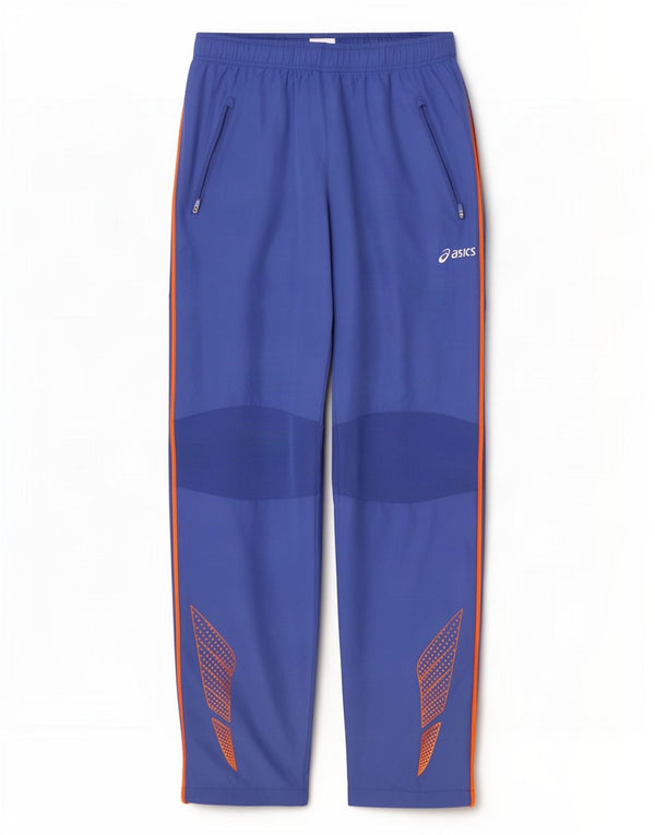 Asics Pantalon de Survêtement Graphique Homme Large Bleu Polyester Colorblock