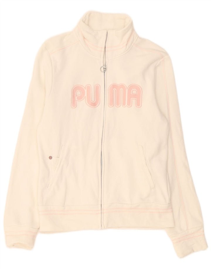 Puma Veste de survêtement graphique pour femme UK 8 Small Blanc Coton