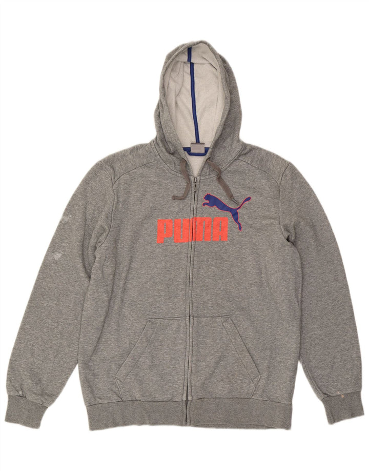 PUMA Sweat à capuche zippé graphique pour hommes, grand gris, coton
