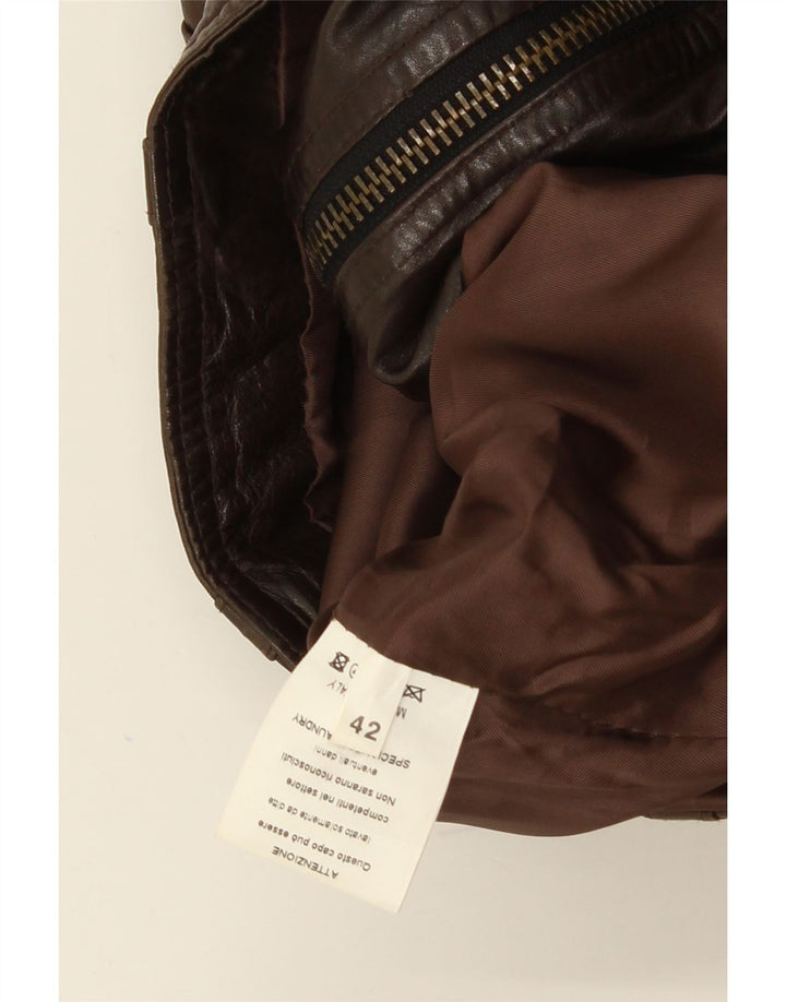 Veste en cuir femme vintage IT 42 Cuir marron moyen