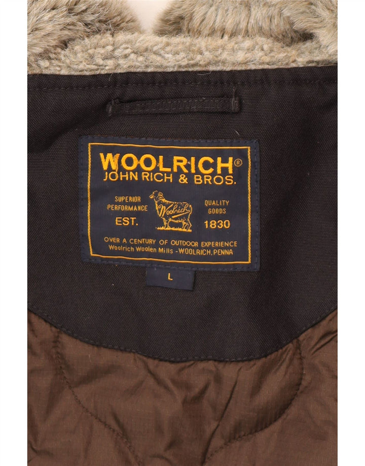 Woolrich Veste coupe-vent à capuche pour homme UK 40 Large Noir
