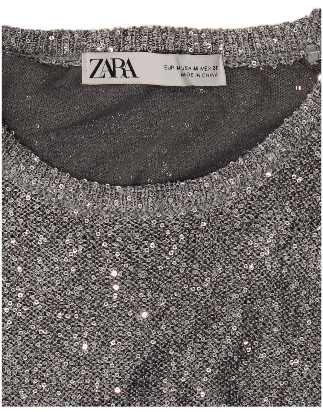 Zara Pull ras du cou pour femme UK 12 Medium Argent moucheté