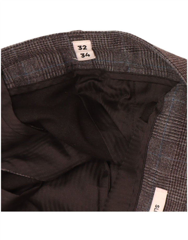 Jack & Jones Pantalon Chino Slim Homme W32 L34 Gris Pied-de-Poule Polyester