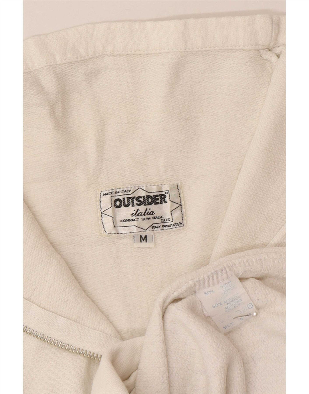 Outsider Sweat-Shirt Graphique à Col Zippé Homme Blanc Moyen Coton