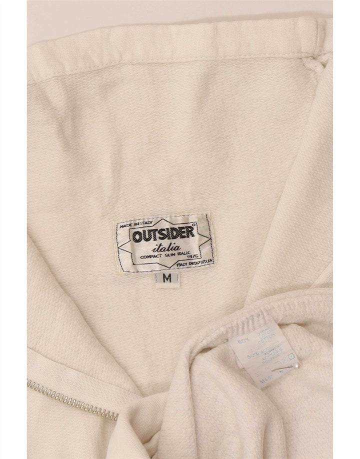 Outsider Sweat-Shirt Graphique à Col Zippé Homme Blanc Moyen Coton