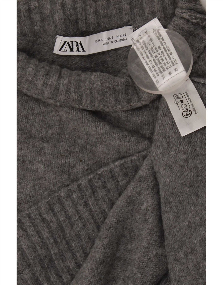 Zara Pull surdimensionné à col roulé pour femme UK 10 Petit Acrylique Gris