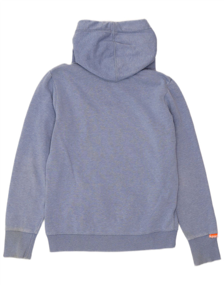 SUPERDRY Pull à capuche graphique pour femme UK 14 Bleu moyen en coton moucheté