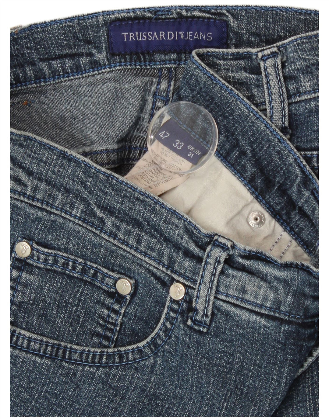 Trussardi Femme Jean Droit W31 L29 Bleu Coton