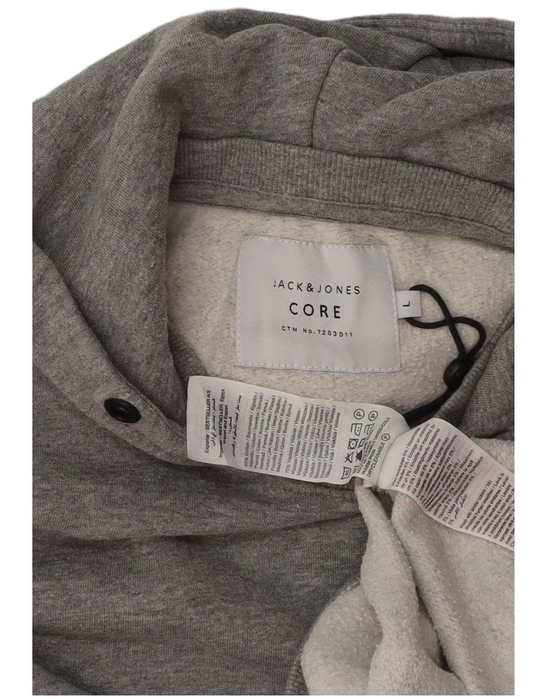 JACK & JONES Pull à capuche graphique homme grand gris coton