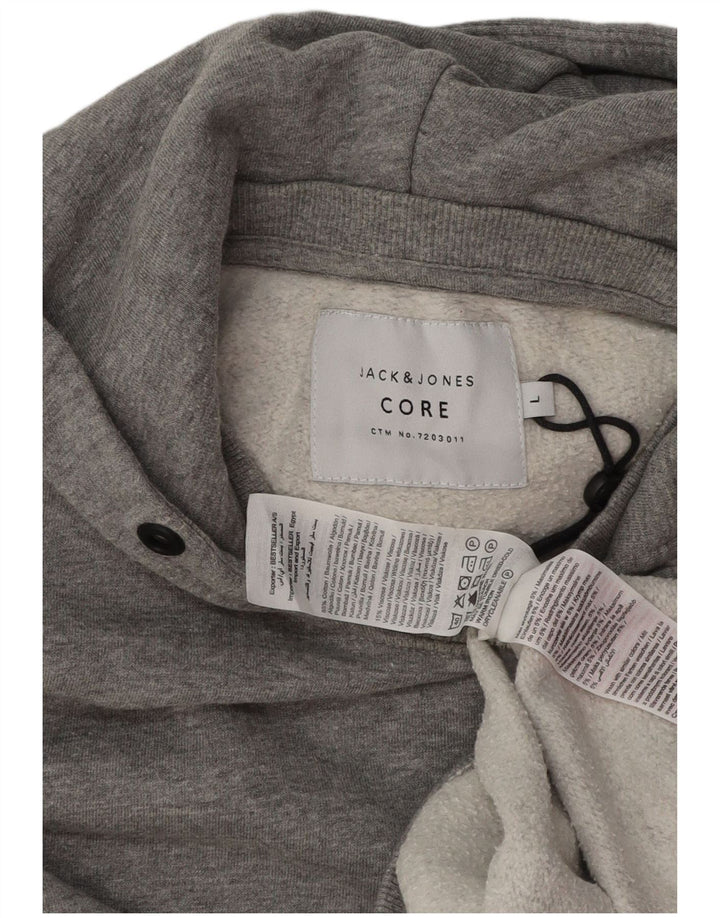 JACK & JONES Pull à capuche graphique homme grand gris coton