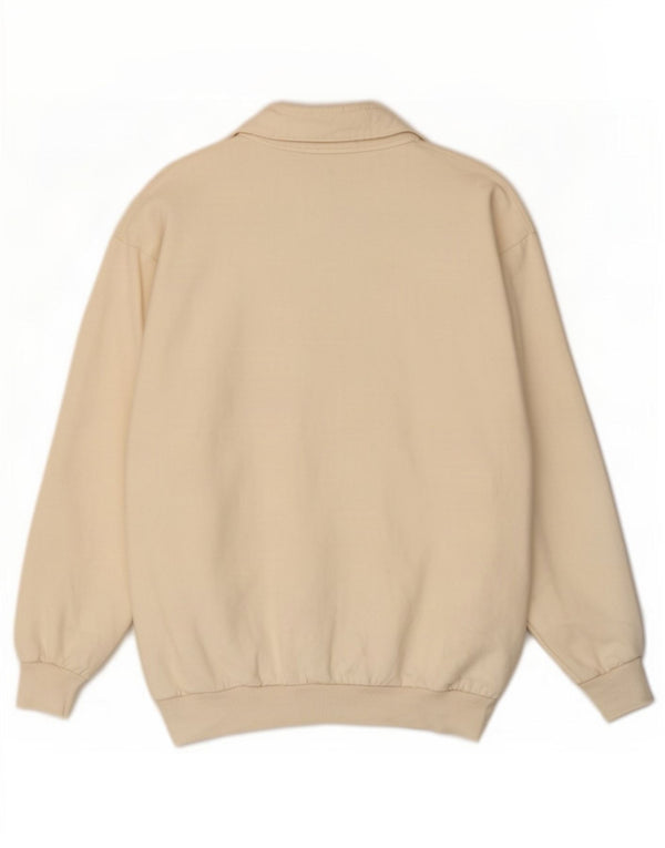 vintage Mens Graphic Loose Fit Sweatshirt Jumper Petit Coton Blanc Cassé