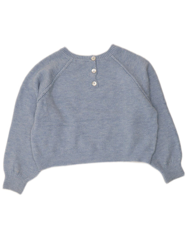 Zara Womens Crop Boat Neck Jumper Sweater UK 16 Grand Bleu Acrylique