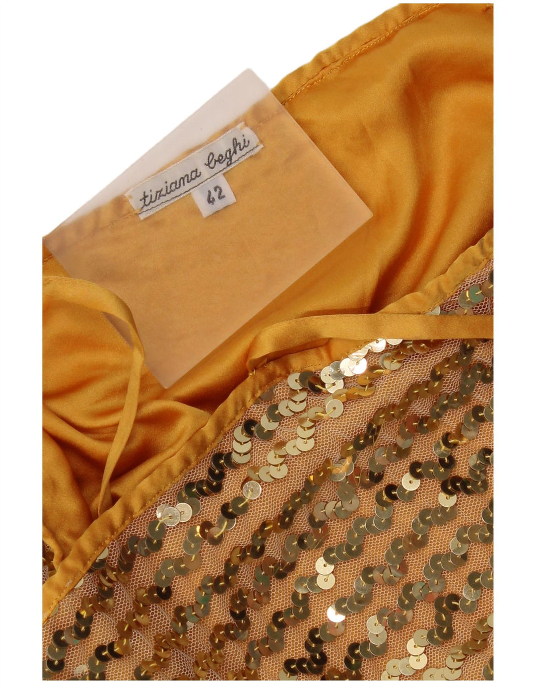 Vintage Femmes Paillettes Crop Cami Top IT 42 Or Moyen