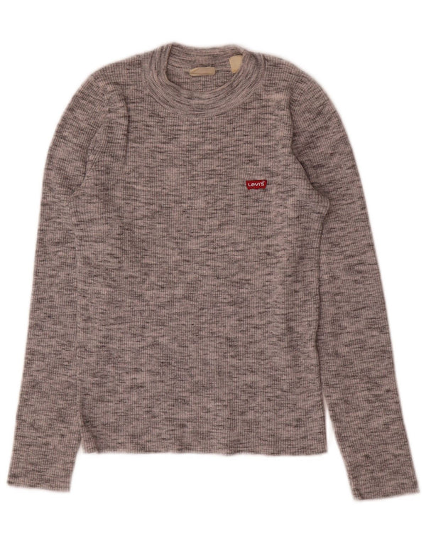 Levi's Pull col roulé pour femme UK 8 Small Gris moucheté