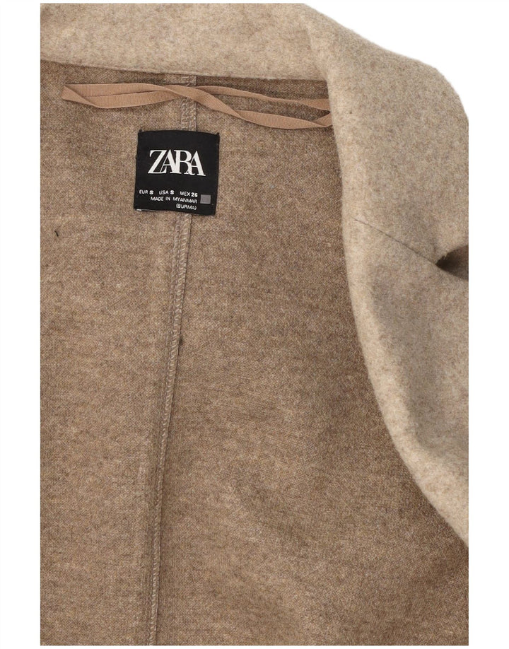 Zara Veste blazer surdimensionnée ouverte pour femme UK 10 Small Beige