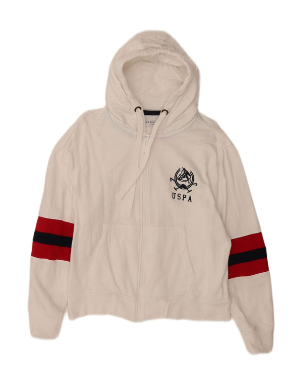U.S. Polo Assn. Pull à capuche zippé pour femme UK 44 Medium White Colourblock