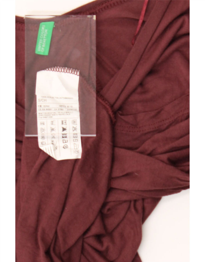 BENETTON Womens Oversized Top Long Sleeve UK 10 Small Maroon Viscose Vintage Benetton and Second-Hand Benetton from Messina Hembry 