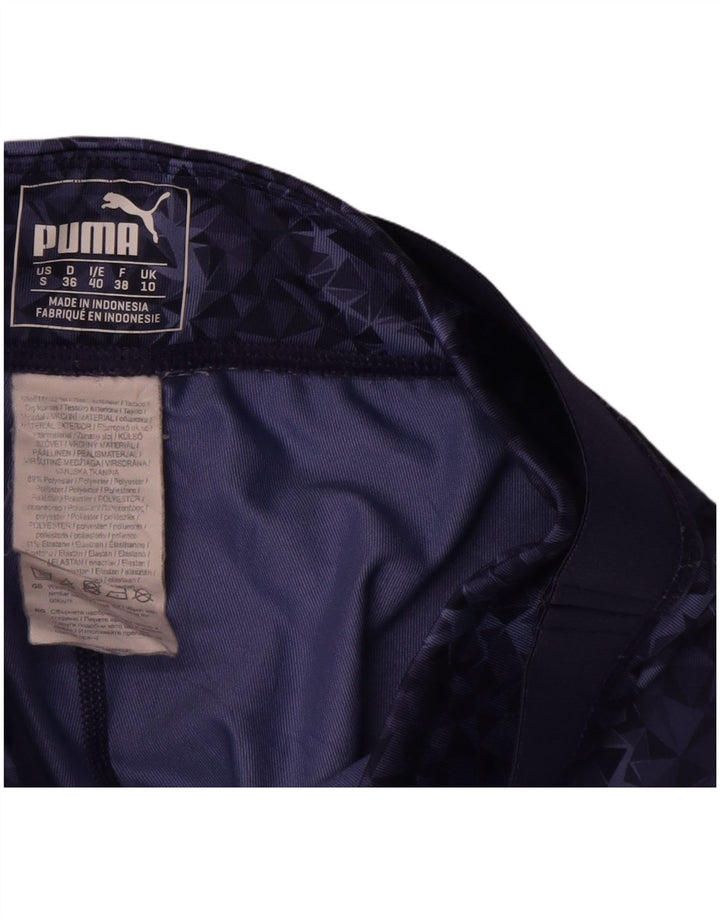 Puma Legging Capri Femme UK 10 Petit Polyester Géométrique Bleu Marine