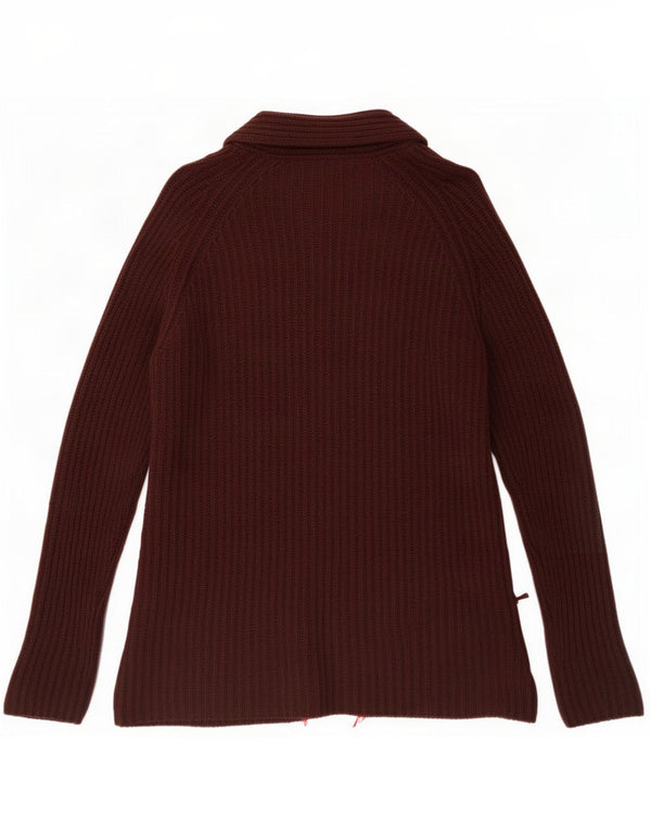 Zara Womens Longline Open Cardigan Sweater UK 16 Large Brown Cotton