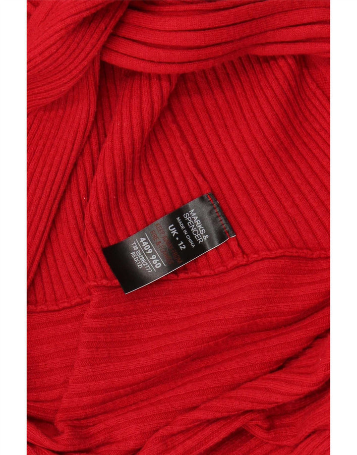 Marks & Spencer Pull Cardigan Ouvert Femme UK 12 Rouge Moyen Polyamide