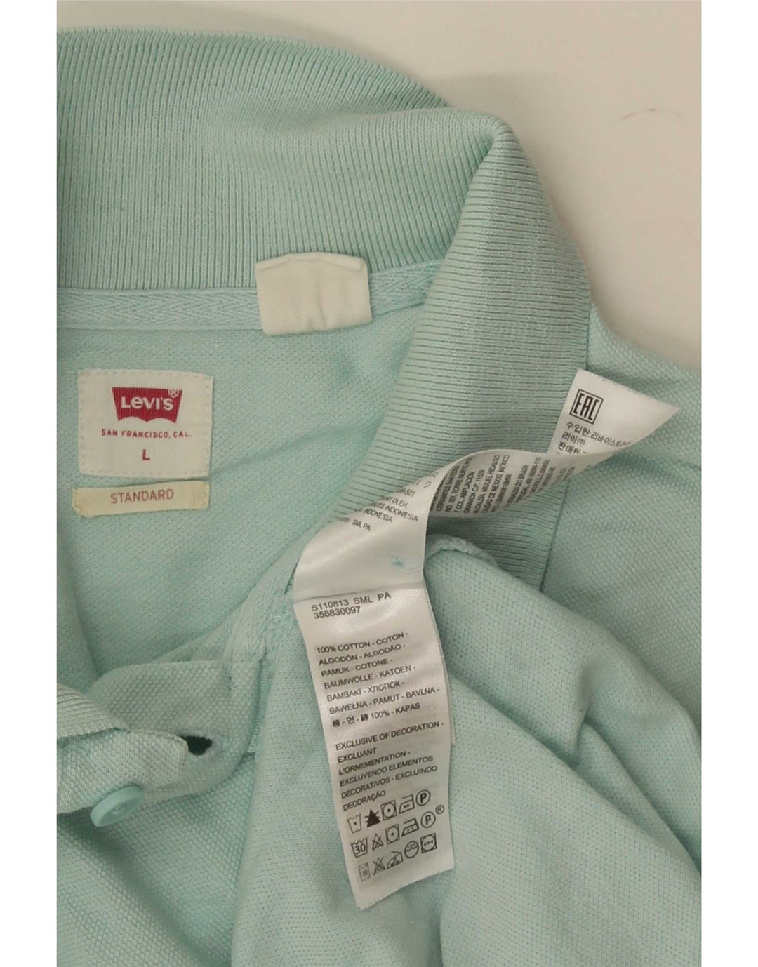 Levi's Polo Standard Homme Turquoise Large Coton