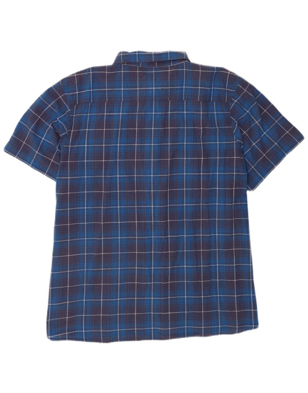Weird Fish Chemise à manches courtes pour homme 5XL en coton à carreaux bleu