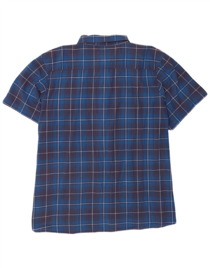 Weird Fish Chemise à manches courtes pour homme 5XL en coton à carreaux bleu