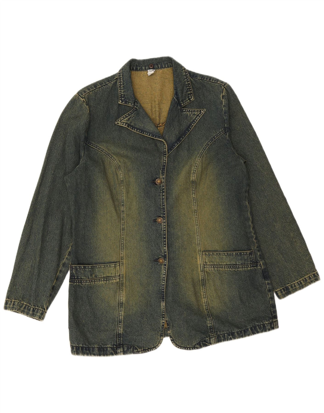 vintage Femmes 3 Bouton Denim Blazer Veste UK 14 Grand Coton Bleu