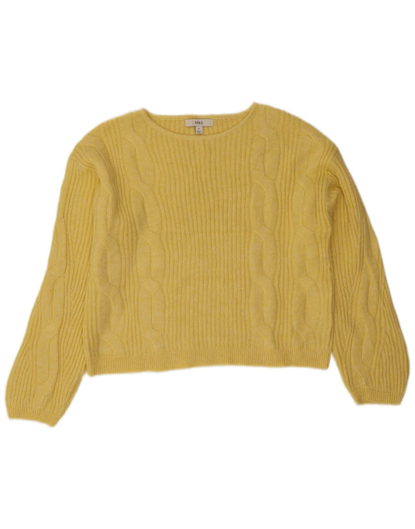 Marks & Spencer Pull court à col bateau pour femme UK 14 Jaune moyen
