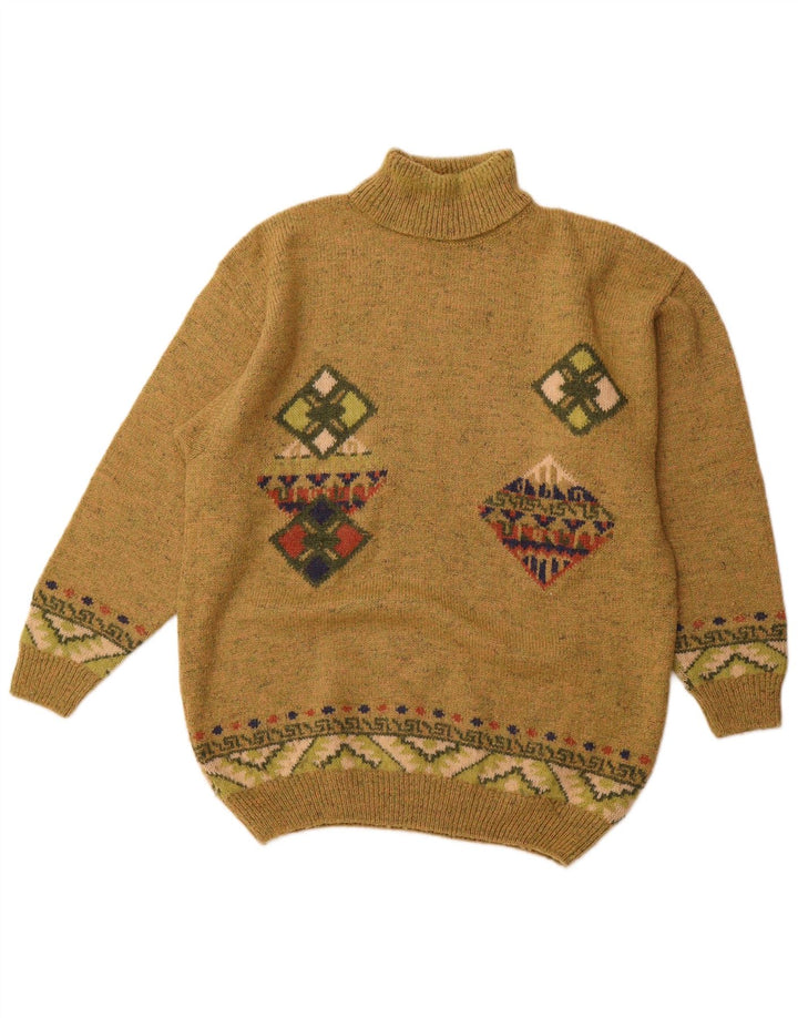 VINTAGE Pull col roulé pour homme IT 52 Grand Kaki Argyle/Diamant