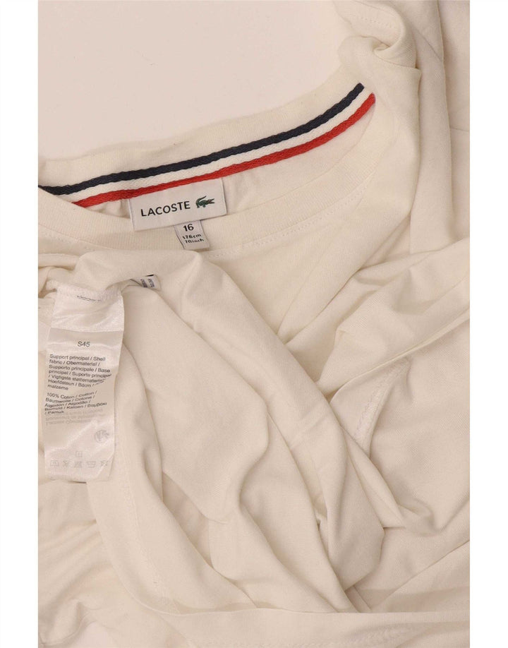 Lacoste Haut Garçon Manches Longues 15-16 ans Blanc Coton