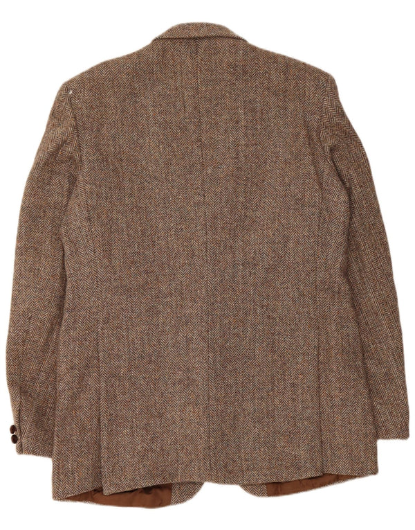 Harris Tweed Veste blazer à 2 boutons pour homme UK 42 XL en laine à chevrons marron