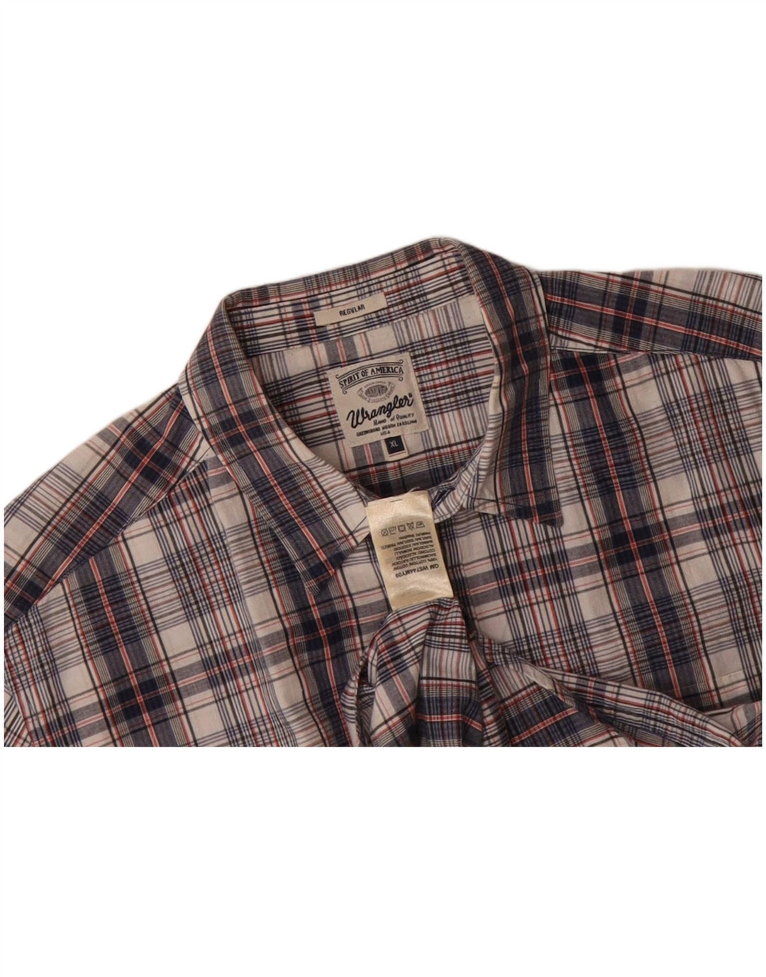 WRANGLER Mens Regular Fit Short Sleeve Shirt XL Blue Check Cotton