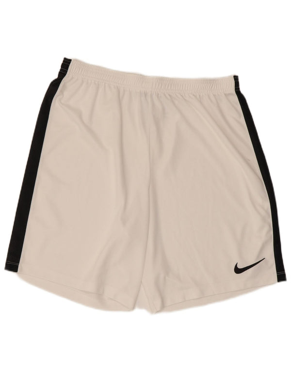 Nike Short de sport Dri Fit pour femme XL W34 L8 Blanc Colorblock Polyester