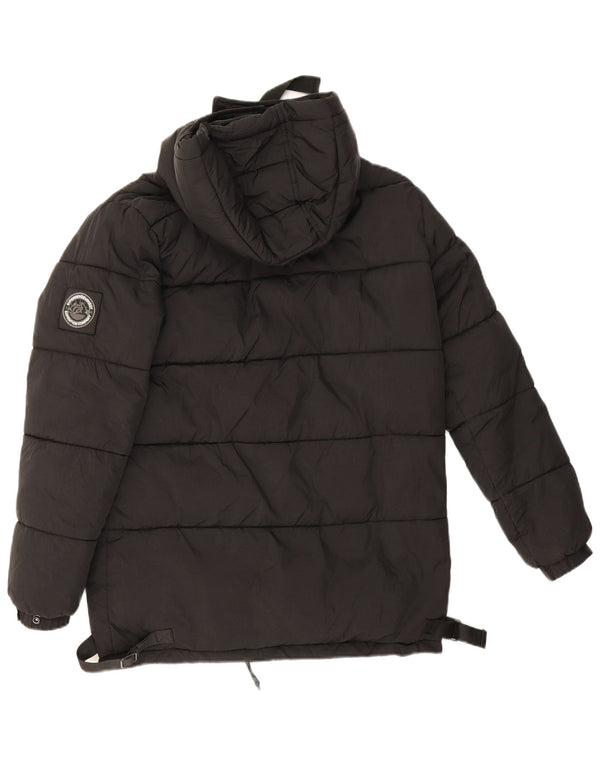 Superdry Veste matelassée surdimensionnée à capuche pour femme UK 8 Small Nylon noir