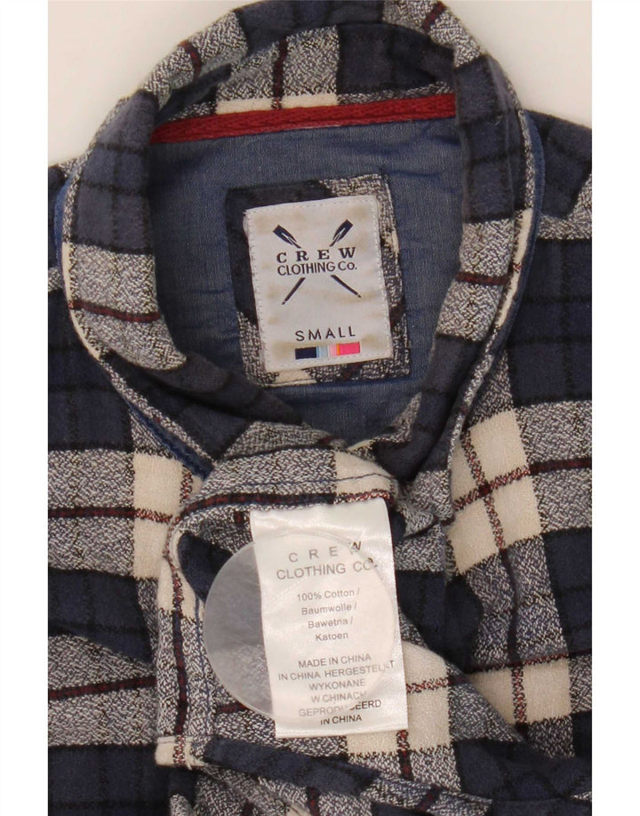Crew Clothing Chemise en flanelle pour homme en coton à petits carreaux bleu marine