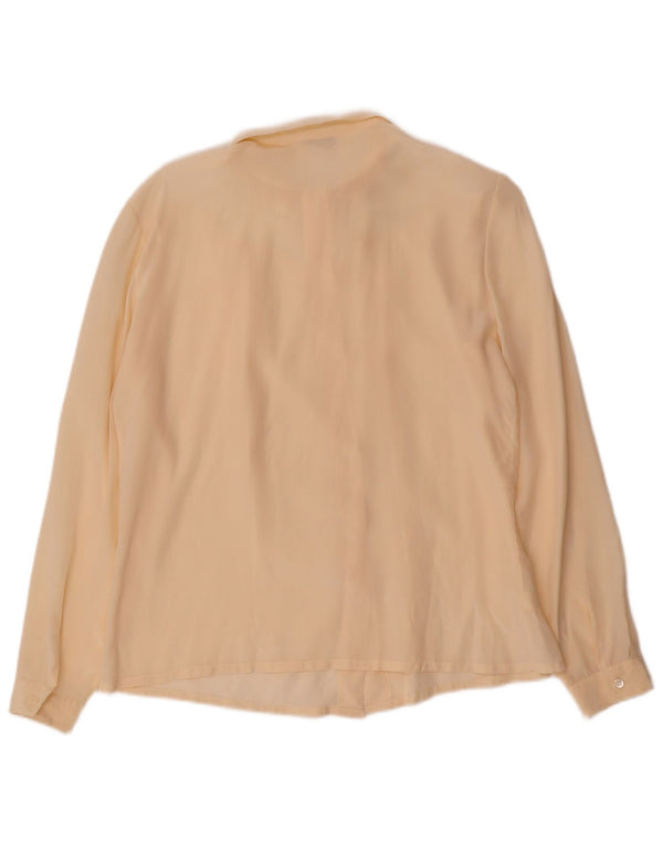 Chemisier chemise femme vintage UK 16 Grande soie florale beige