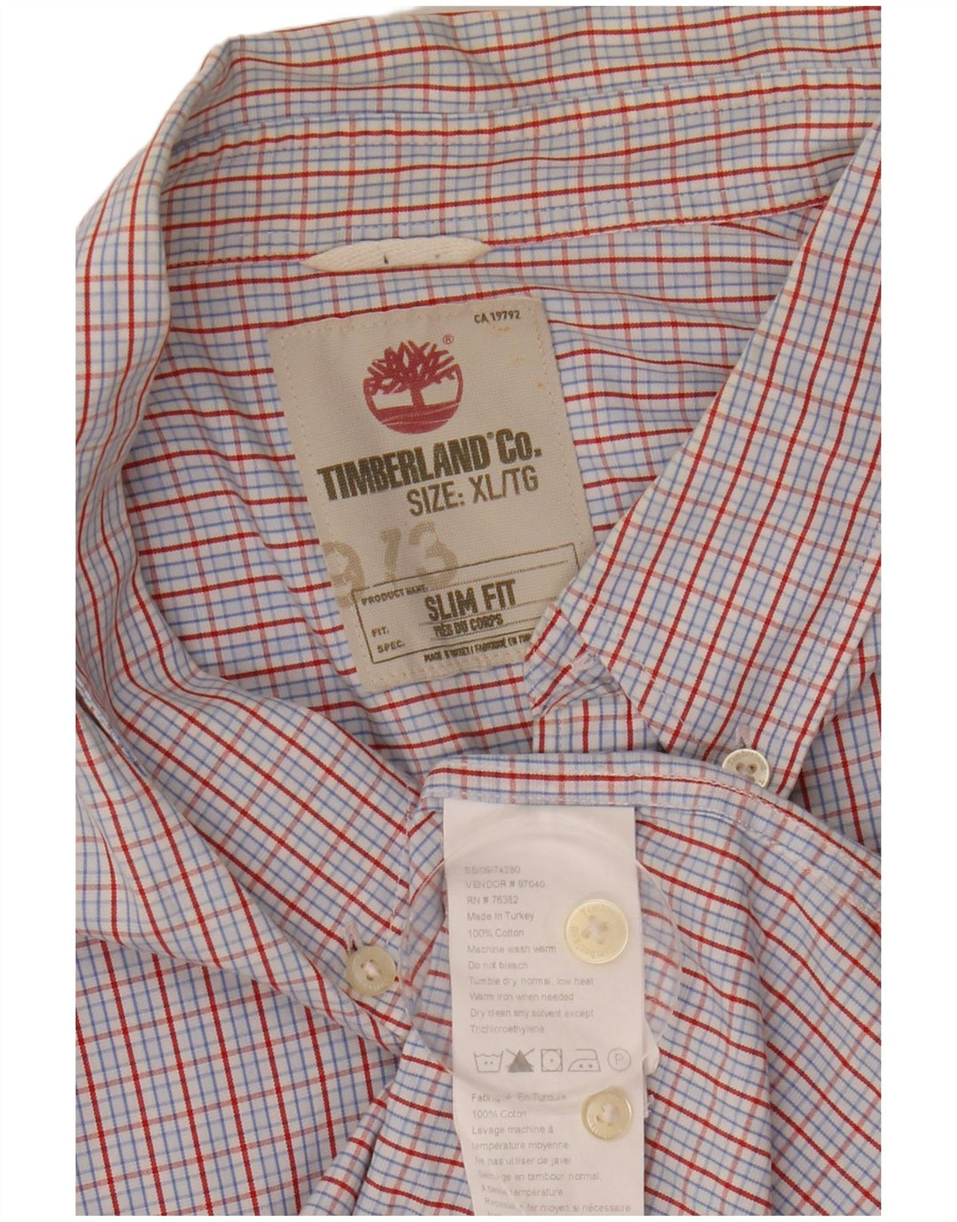 Timberland Chemise Slim Fit XL Bleu à Carreaux en Coton pour Homme