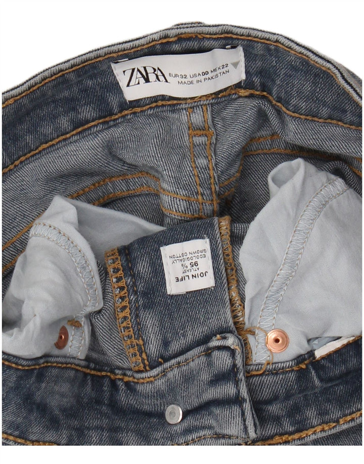 ZARA Femme Jean Bootcut Taille Haute W22 L24 Bleu Coton